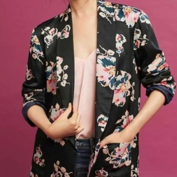 Anthropologie Tavie Floral Silk Blazer - Picture 1 of 16